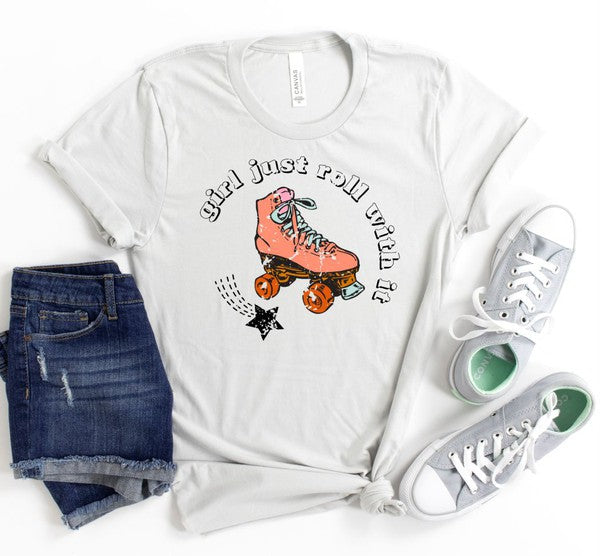 Girl Just Roll With It Retro Graphic Tee