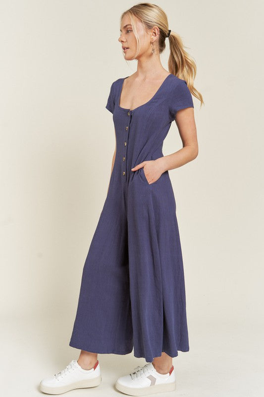 Linen Button Down Jumpsuit