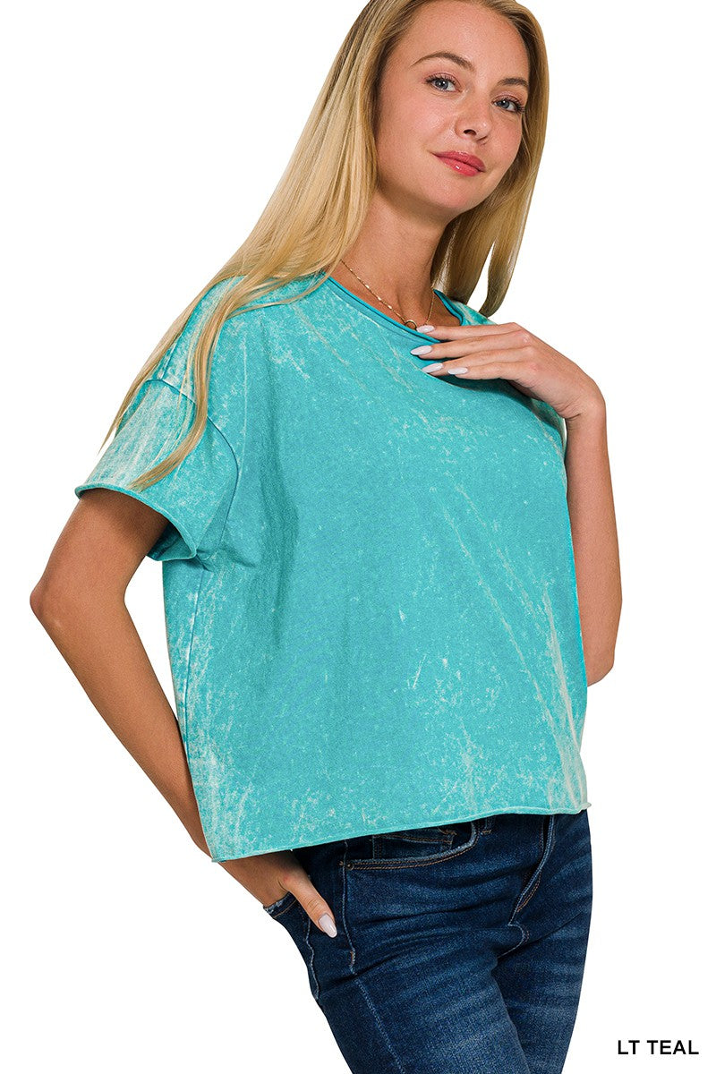 Acid Wash Crop Top in Multiple Colors