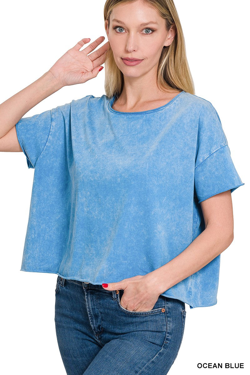 Acid Wash Crop Top in Multiple Colors