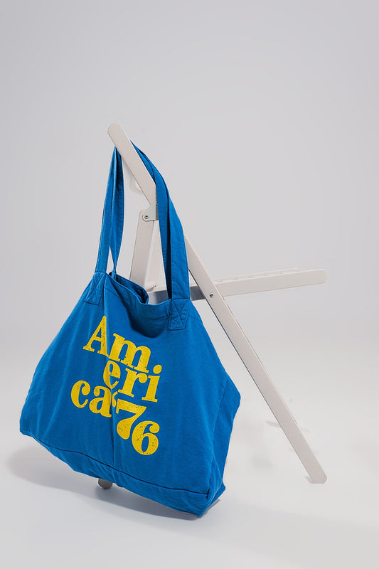 America 76 Canvas Tote Bag in Blue