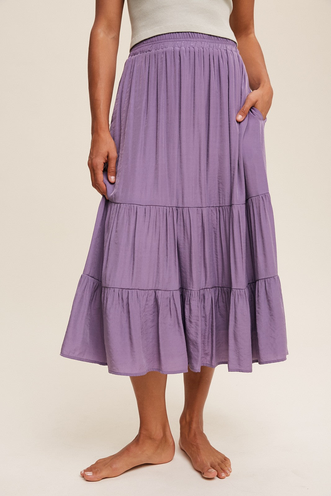 Classic Tiered Maxi Skirt in Lavender