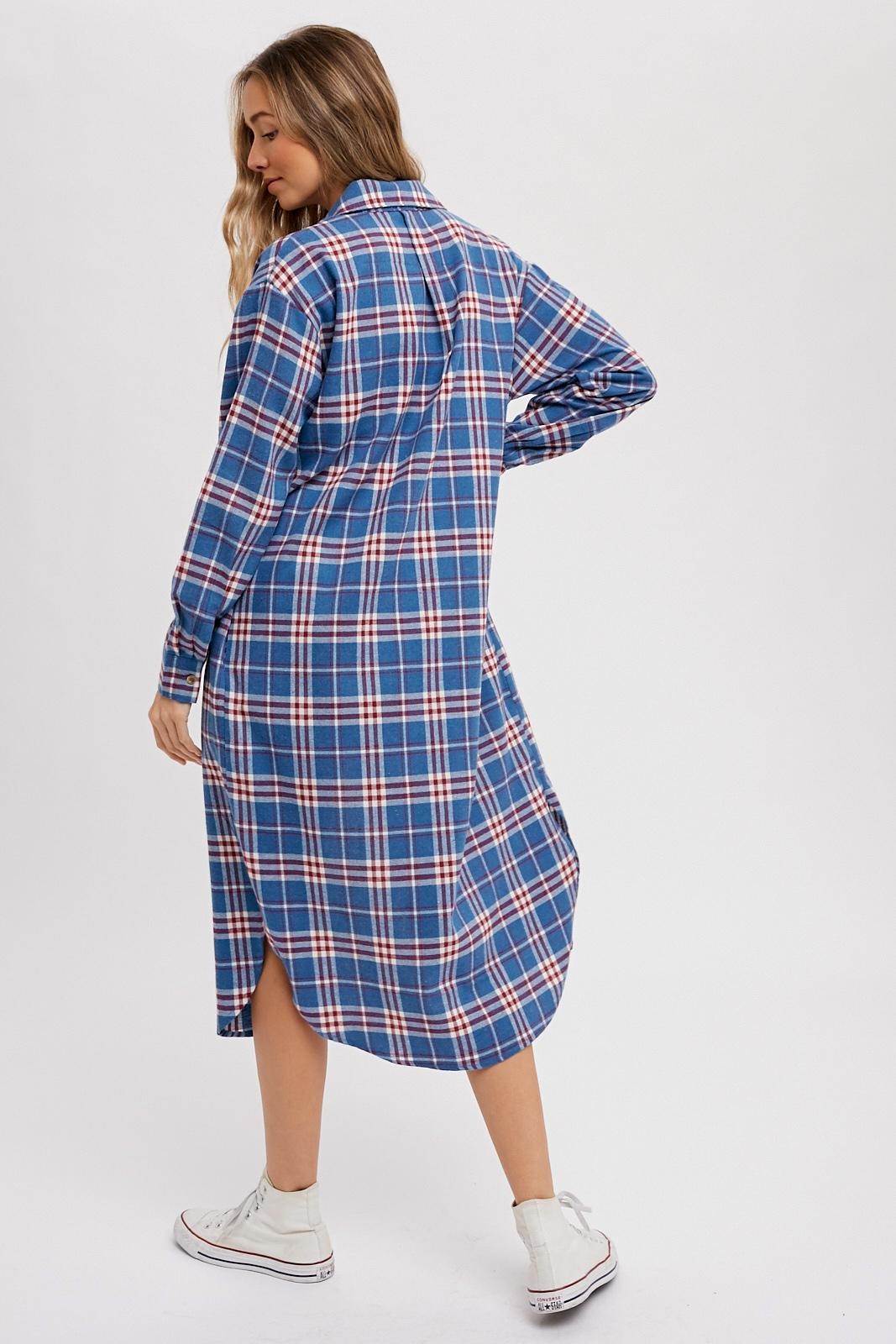 Flannel Plaid Longline Shirt