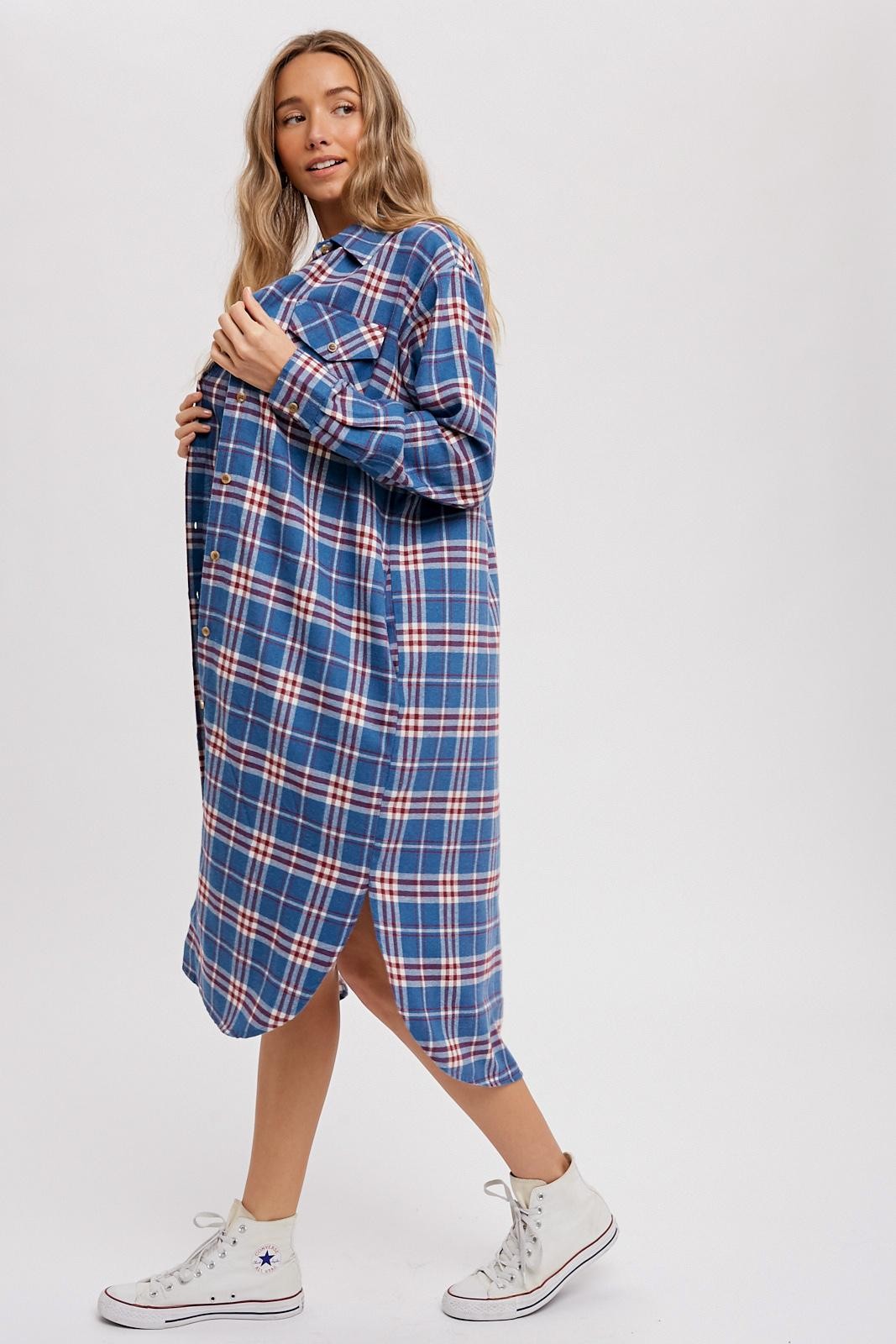 Flannel Plaid Longline Shirt