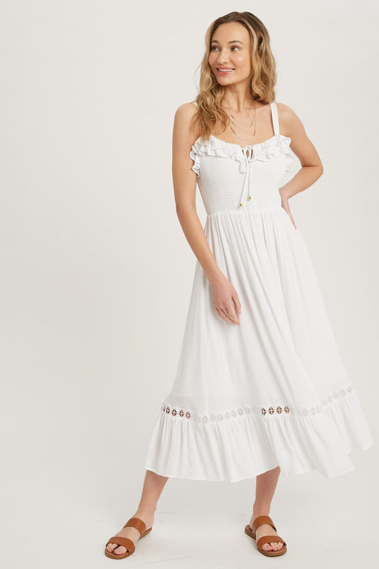 Frilled Smocked Midi Dress