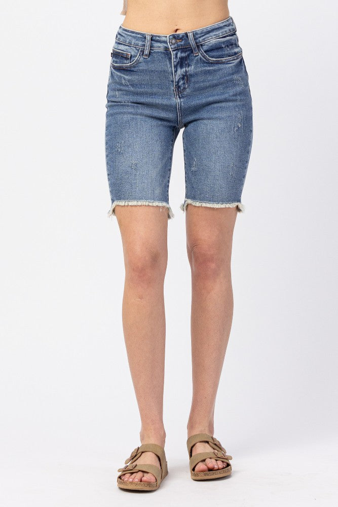 High Rise Cut Off Bermuda Shorts