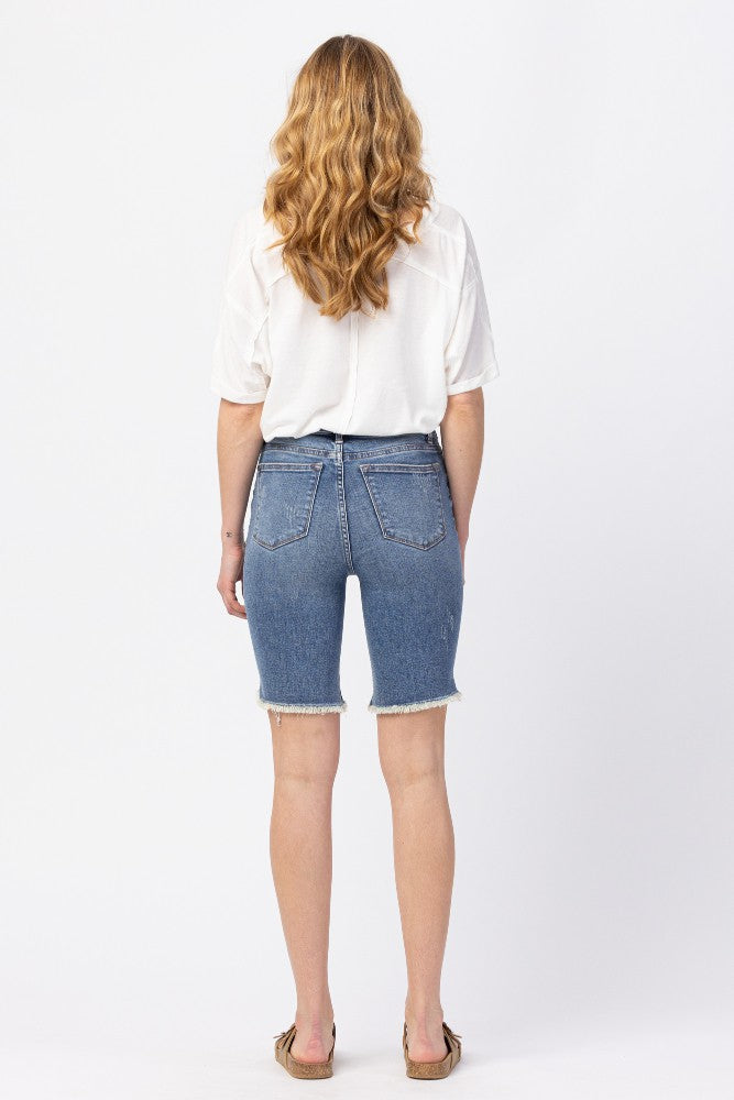 High Rise Cut Off Bermuda Shorts