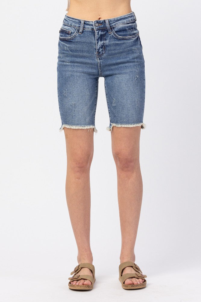 High Rise Cut Off Bermuda Shorts