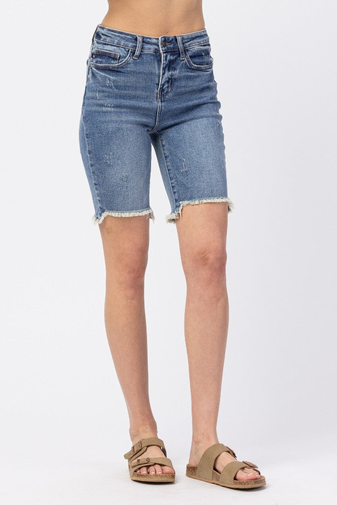 High Rise Cut Off Bermuda Shorts