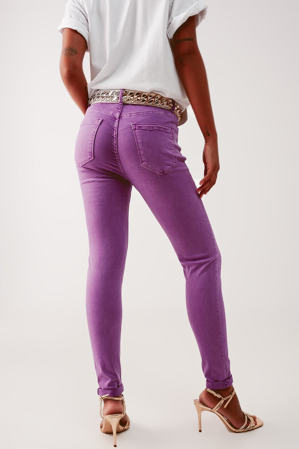 High Waisted Skinny Jean in Purple