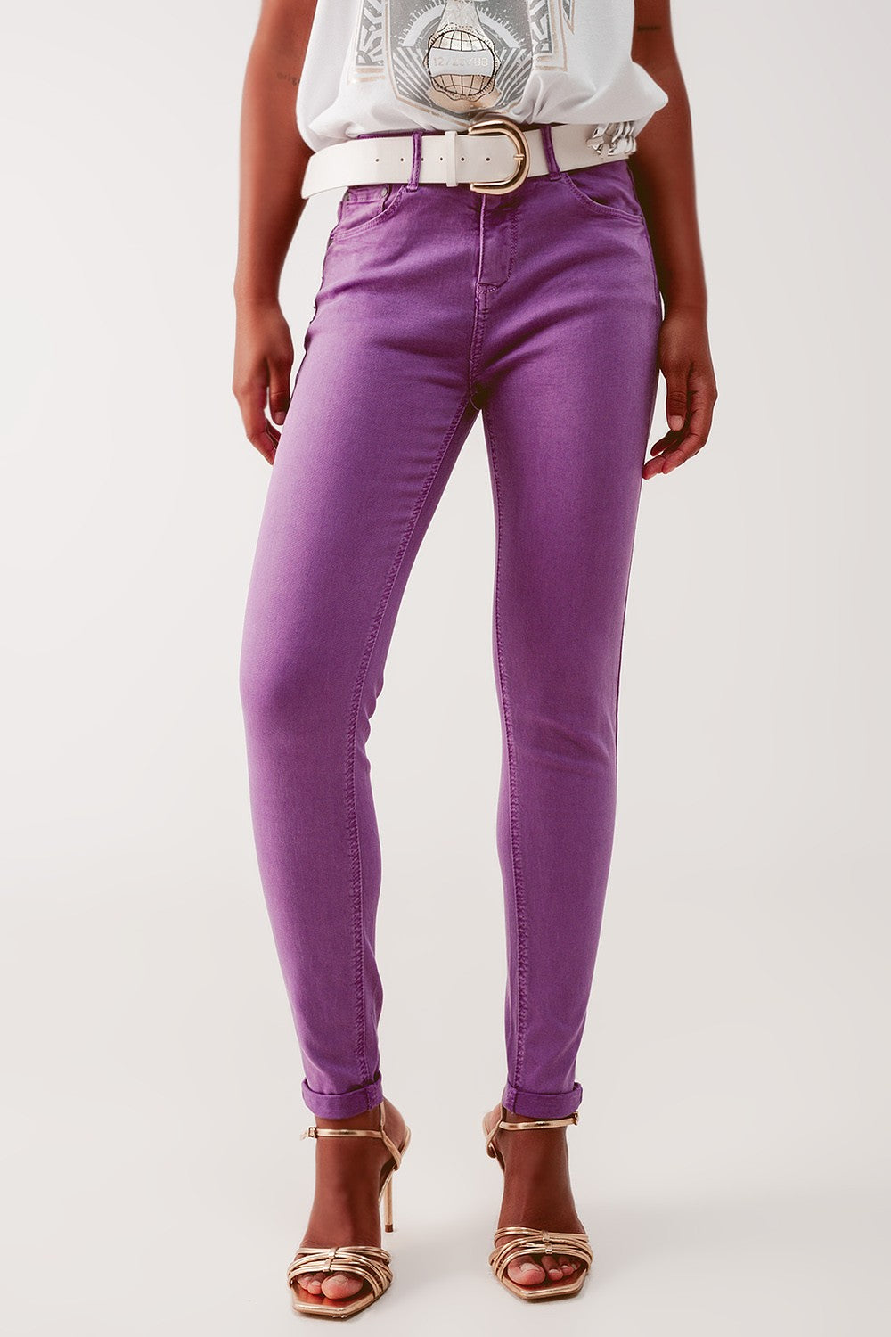 High Waisted Skinny Jean in Purple