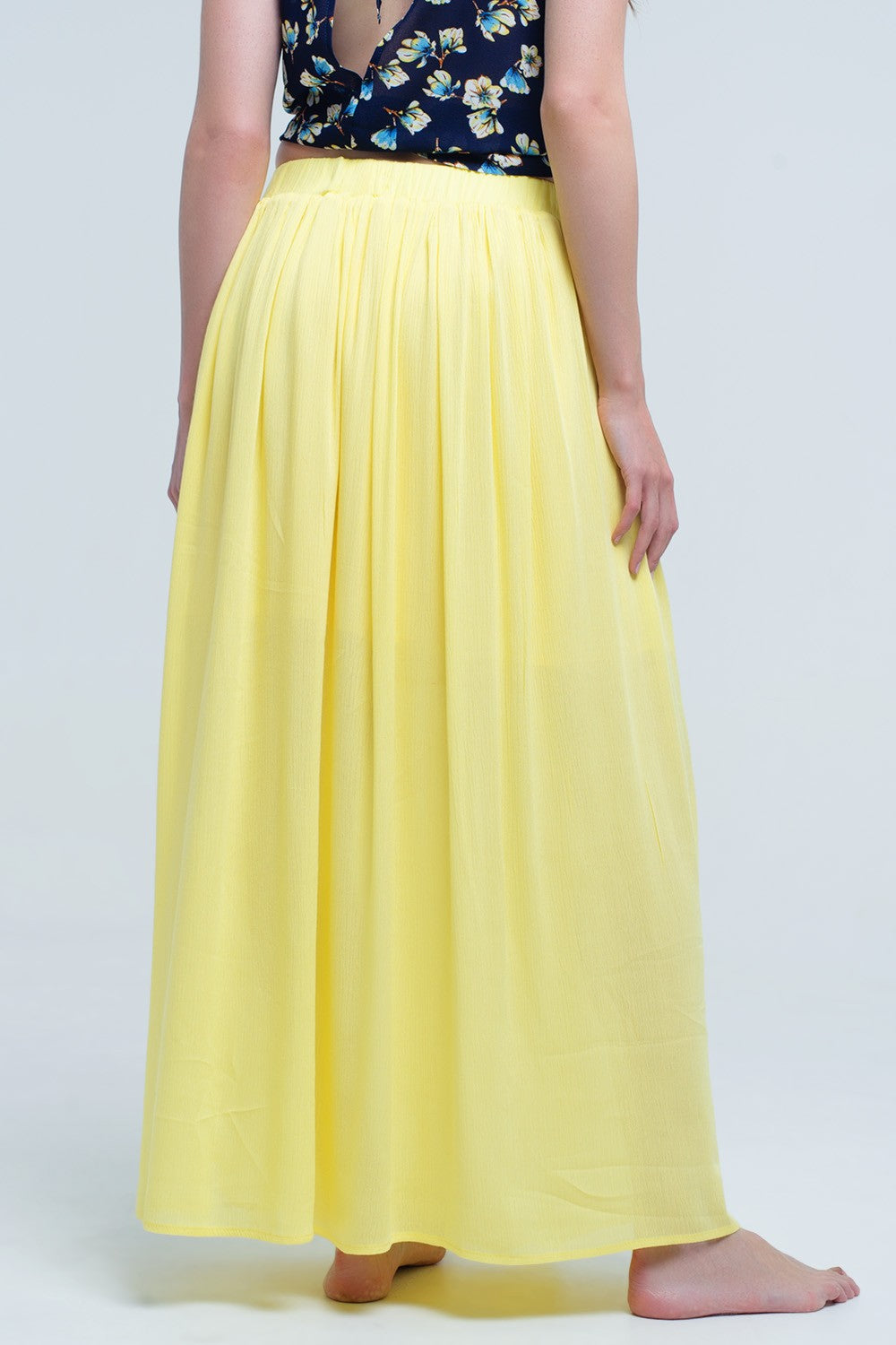 Yellow Maxi Skirt with Pockets