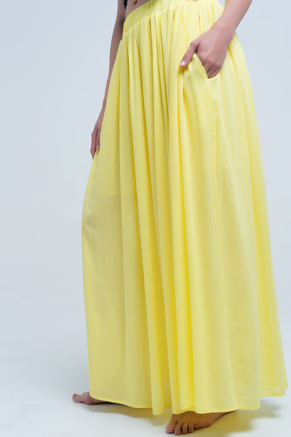 Yellow Maxi Skirt with Pockets