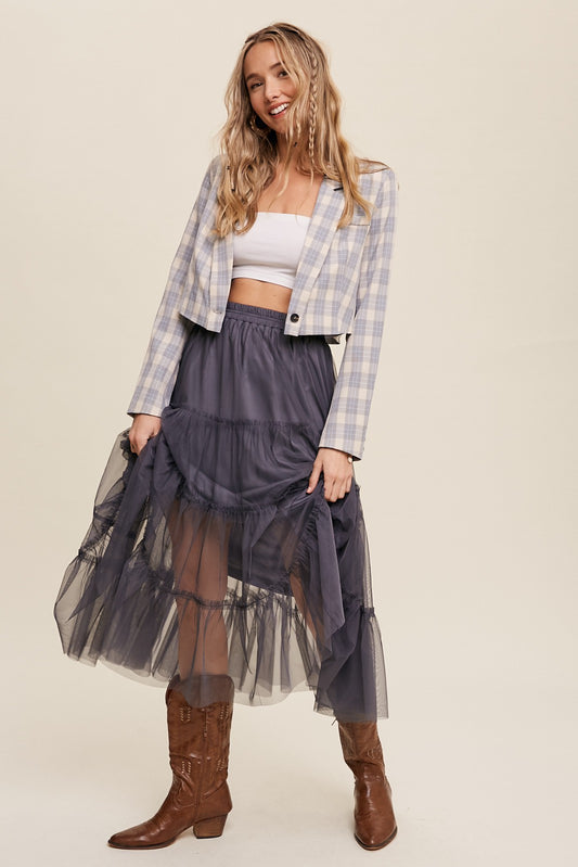 Tiered Tulle Skirt in Charcoal