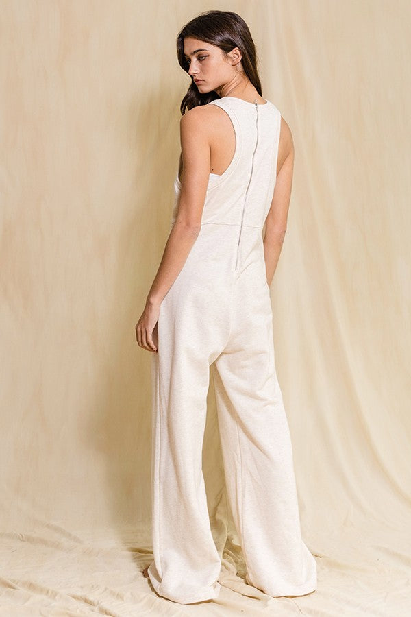 Wide Leg Jumpsuit in Oatmeal