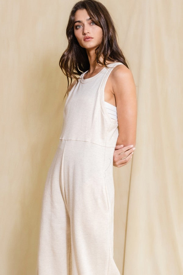 Wide Leg Jumpsuit in Oatmeal