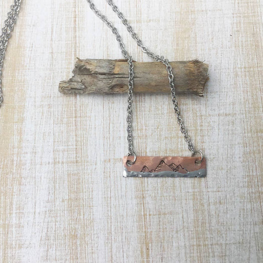 Mixed Metal Copper Bar Necklace