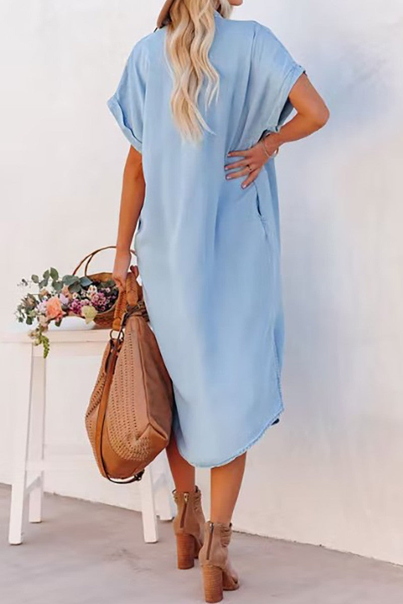 Denim Button Down Midi Dress