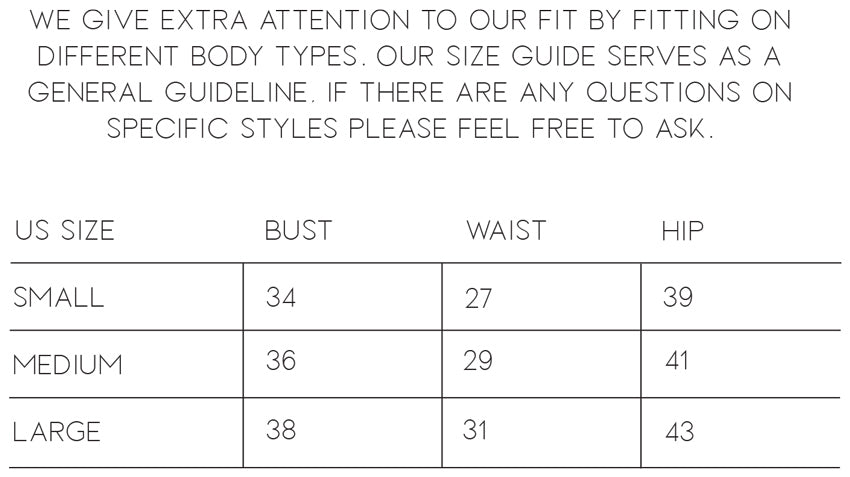 Denim Flare size chart