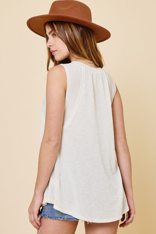 Sleeveless Ribbed Slub Top